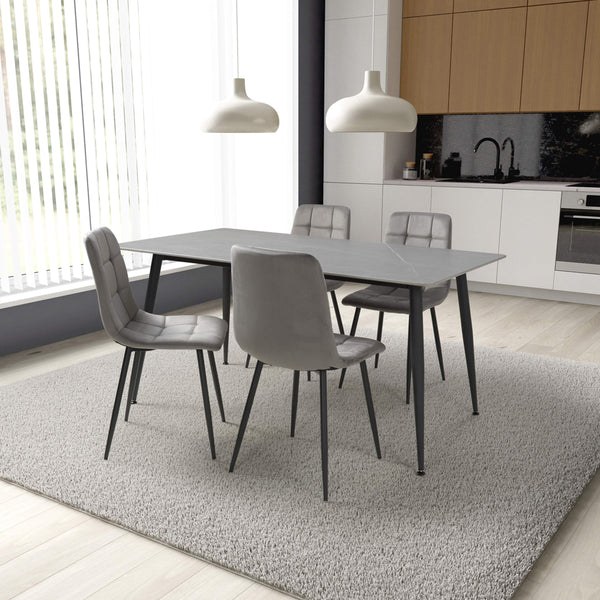 Madrid 1.6m Grey Ceramic Dining Table & 4 Chairs Set