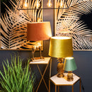 Gold Giraffe Table Lamp with Orange Velvet Shade