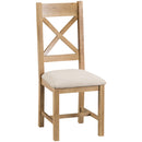 Country Oak Cross Back Chair Fabric Seat