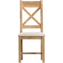 Country Oak Cross Back Chair Fabric Seat