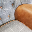Cambridge Wrap Around Arm Chair - Grey with Leather Arms