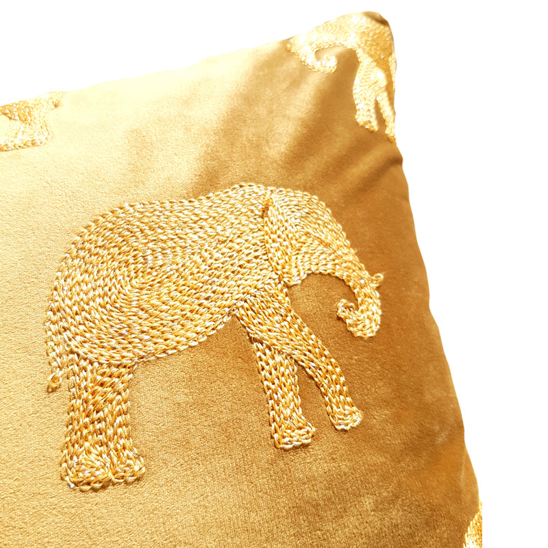 Elephant Safari Velvet Cushion