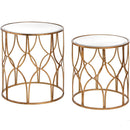 Set of 2 Gold Lattice Side Tables