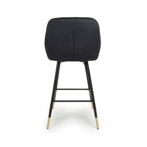 Elliot Brushed Black Velvet Bar Stool