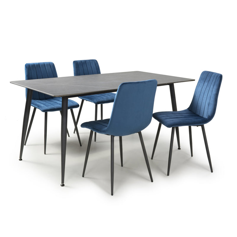 Madrid 1.2m Grey Ceramic Dining Table & 4 Chairs Set