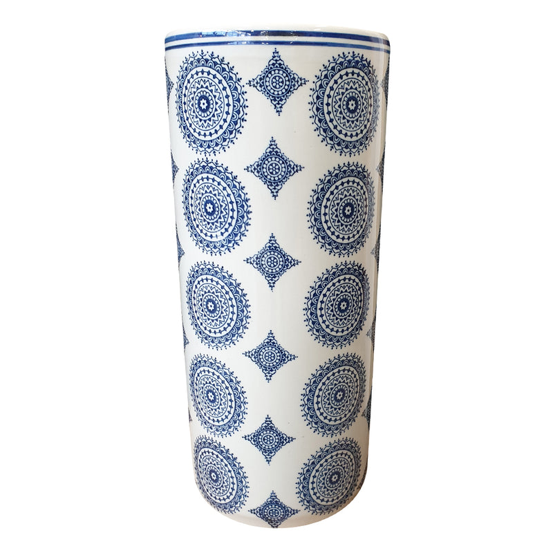 Blue & White Patterned Umbrella Holder