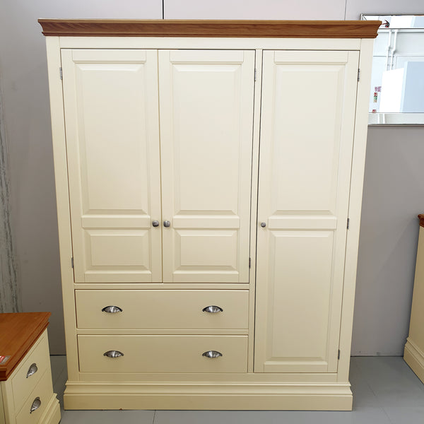 Eton Painted Triple Wardrobe with Drawers - Ex Display