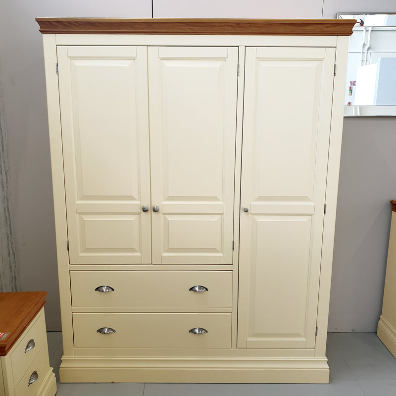 Eton Painted Triple Wardrobe with Drawers - Ex Display