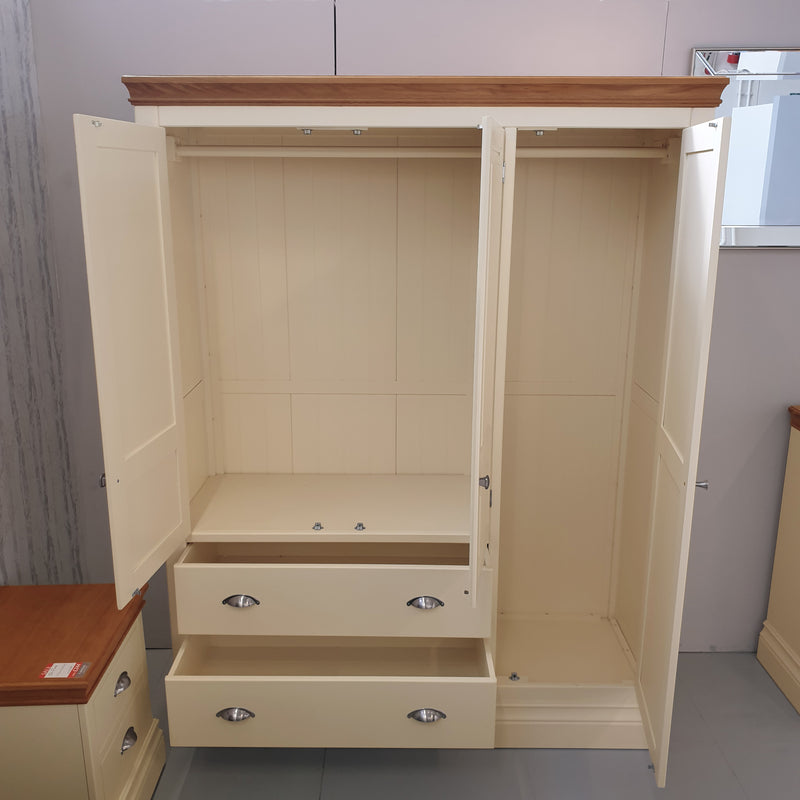 Eton Painted Triple Wardrobe with Drawers - Ex Display