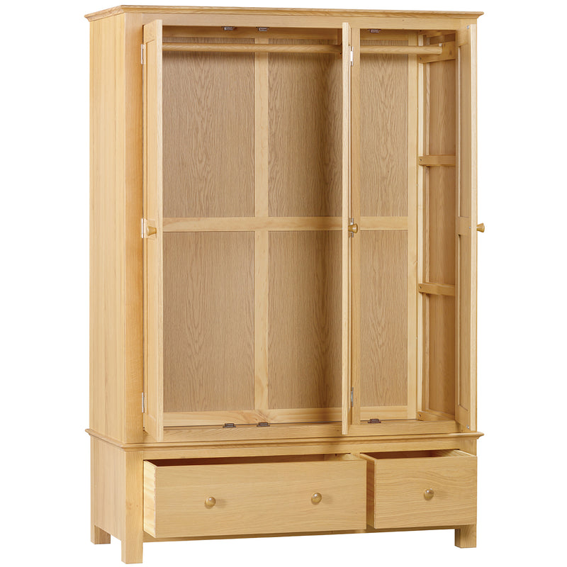 Arundel Oak Triple Wardrobe with 2 Drawers