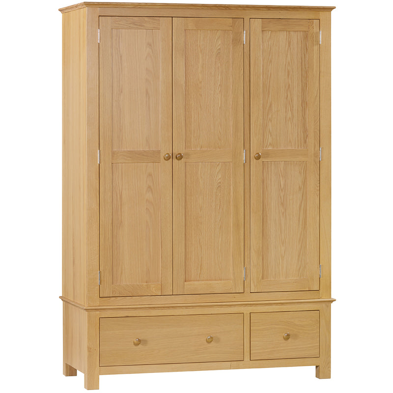 Arundel Oak Triple Wardrobe with 2 Drawers