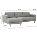 Manhattan Chaiselongue Sofa Light Grey (Left Hand)