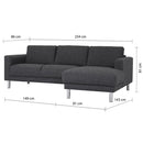 Manhattan Chaiselongue Sofa Charcoal (Right Hand)