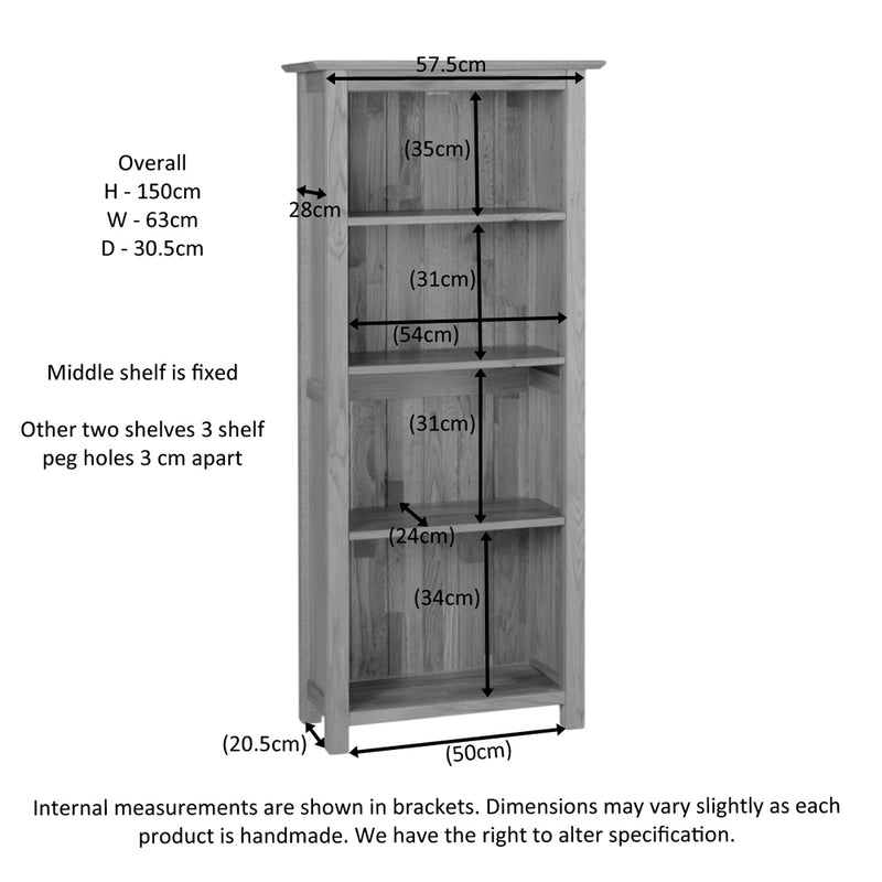 Hampshire Oak Narrow 5’ Bookcase