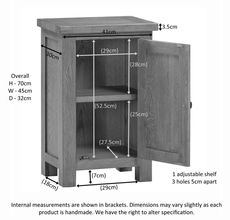 Oxford Oak 1 Door Cabinet