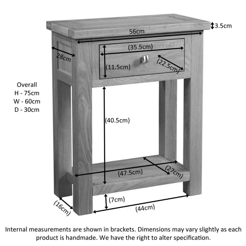 Oxford Oak 1 Drawer Console Table