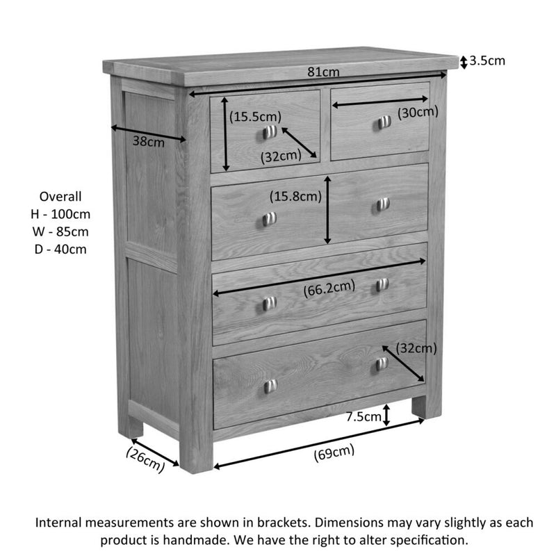 Oxford Oak 2 Over 3 Chest