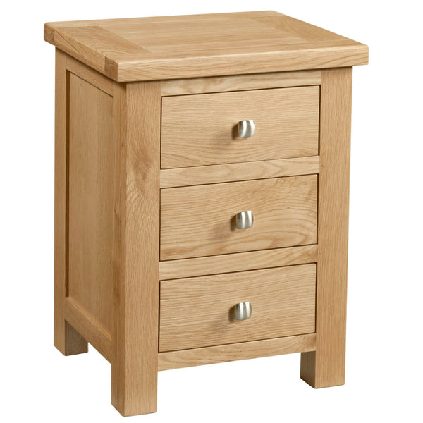 Oxford Oak 3 Drawer Bedside