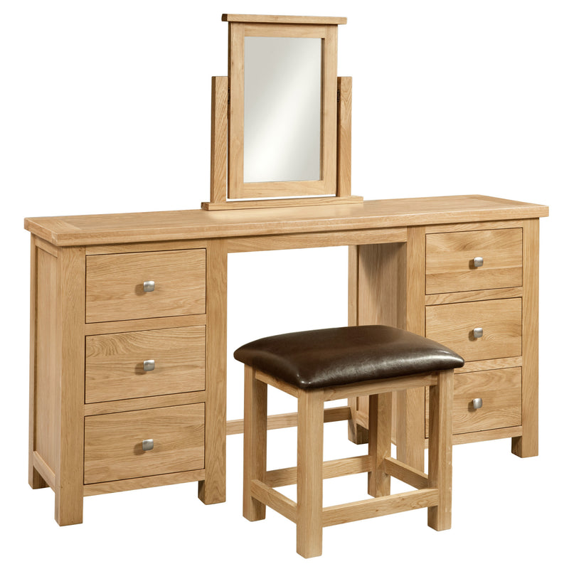 Oxford Oak Double Pedestal Dressing Table & Stool