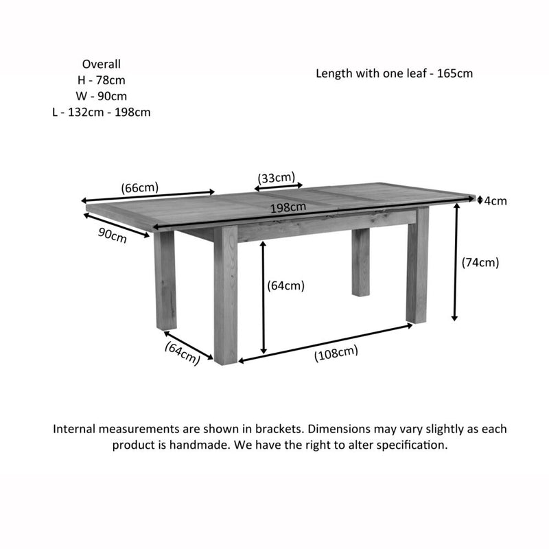 Oxford Oak Medium Extending Table with 2 Leaves