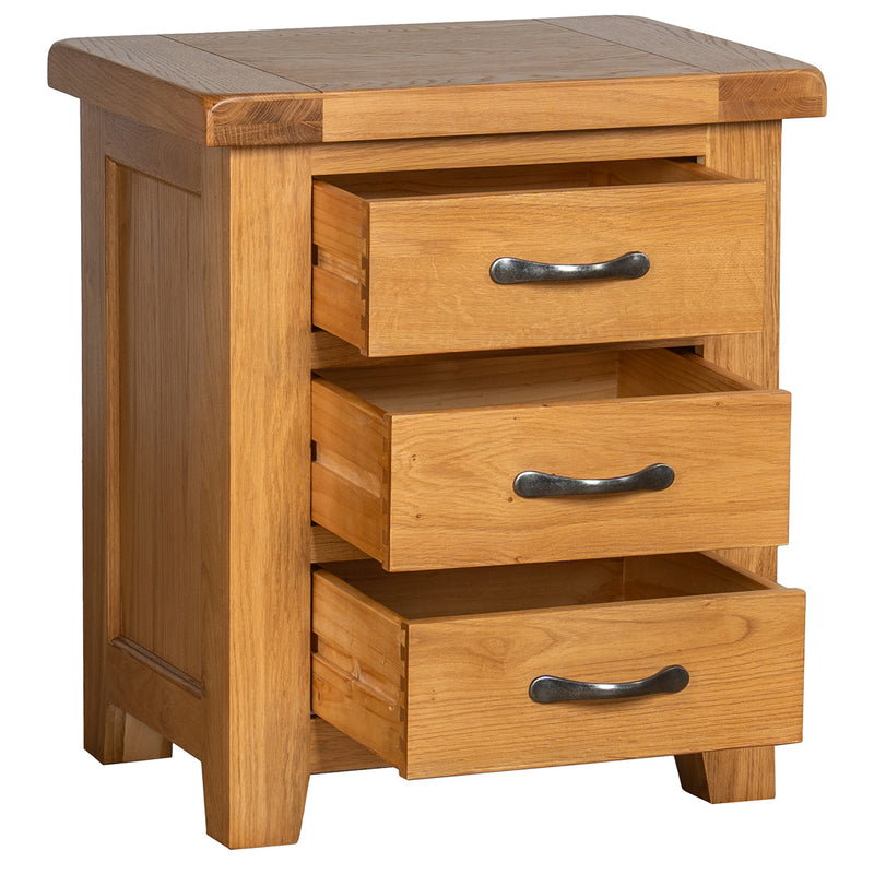 Brockenhurst Oak 3 Drawer Bedside