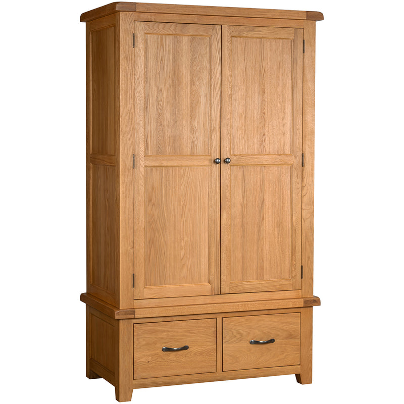 Brockenhurst Oak Double Wardrobe with 2 Drawers