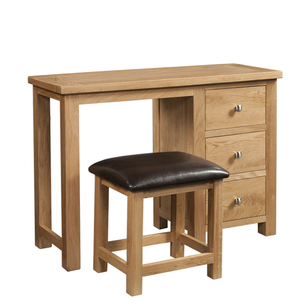 Oxford Oak Single Pedestal Dressing Table & Stool