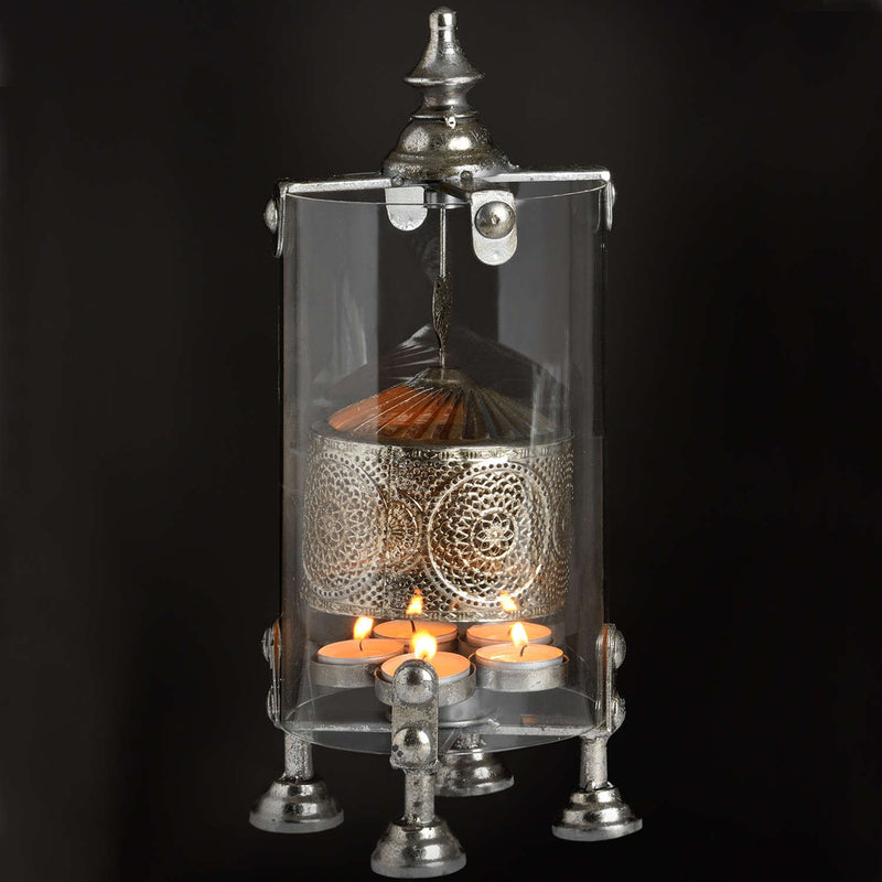 Antique Silver Heart Spinner Lantern