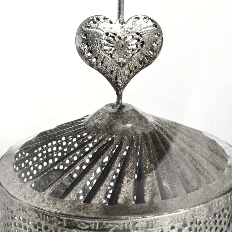 Antique Silver Heart Spinner Lantern