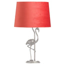 Antique Silver Flamingo Lamp with Coral Velvet Shade