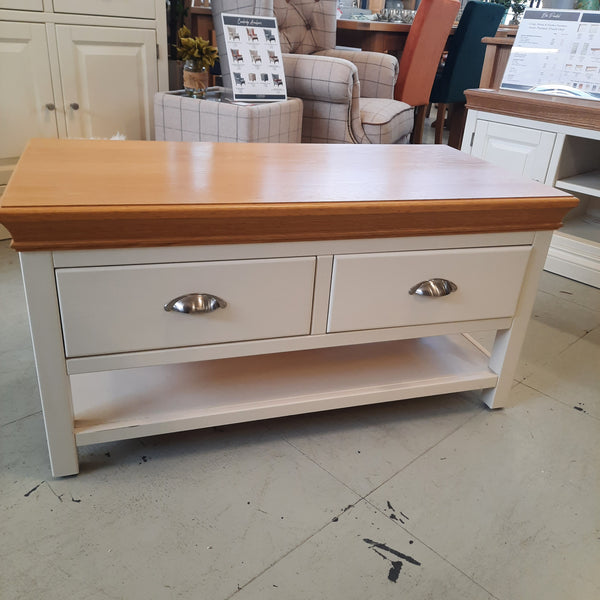 Eton Painted Coffee Table with 2 Drawers - Ex Display
