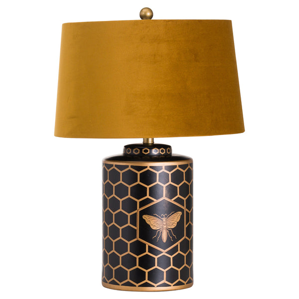 Bee & Honeycomb Table Lamp with Mustard Shade