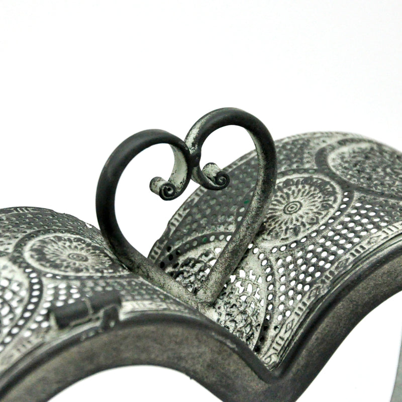 Small Silver Filigree Heart Candle Holder