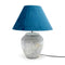 Round Grey Lamp with Blue Velvet Shade