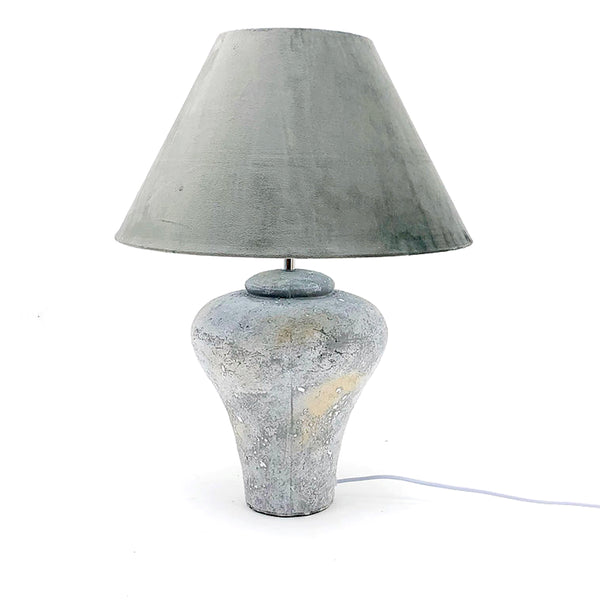 Dark Grey Rustic Lamp with Velvet Shade