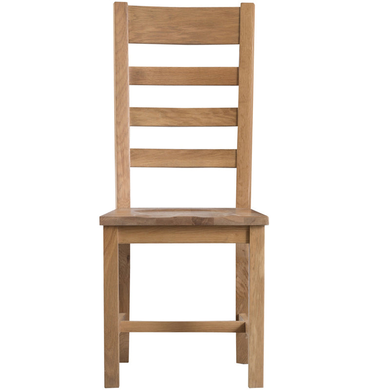 Country Oak Ladder Back Chair Wooden Seat