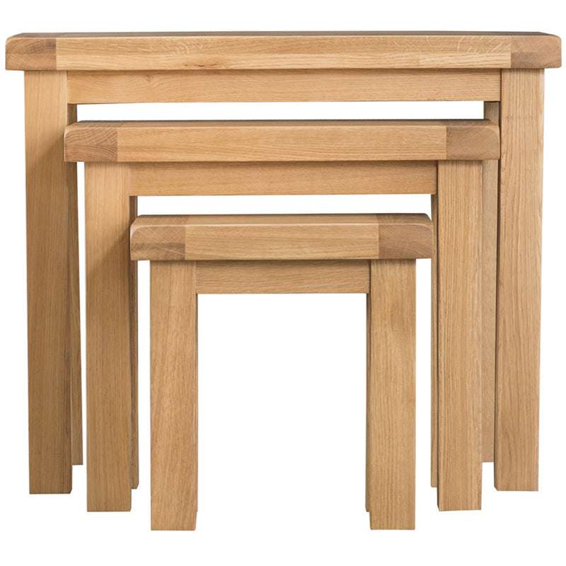 Country Oak Nest of 3 Tables
