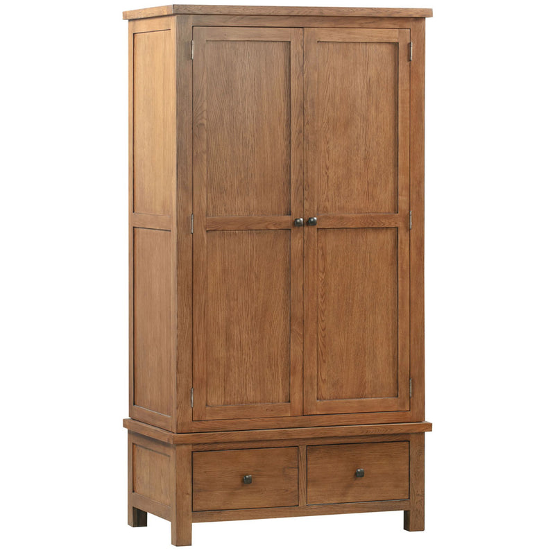 Oxford Rustic Double Wardrobe with 2 Drawers