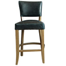 Ink Blue Leather Bar Stool