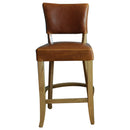 Tan Brown Leather Bar Stool