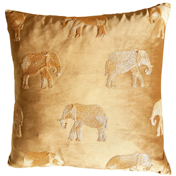Elephant Safari Velvet Cushion