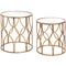 Set of 2 Gold Lattice Side Tables