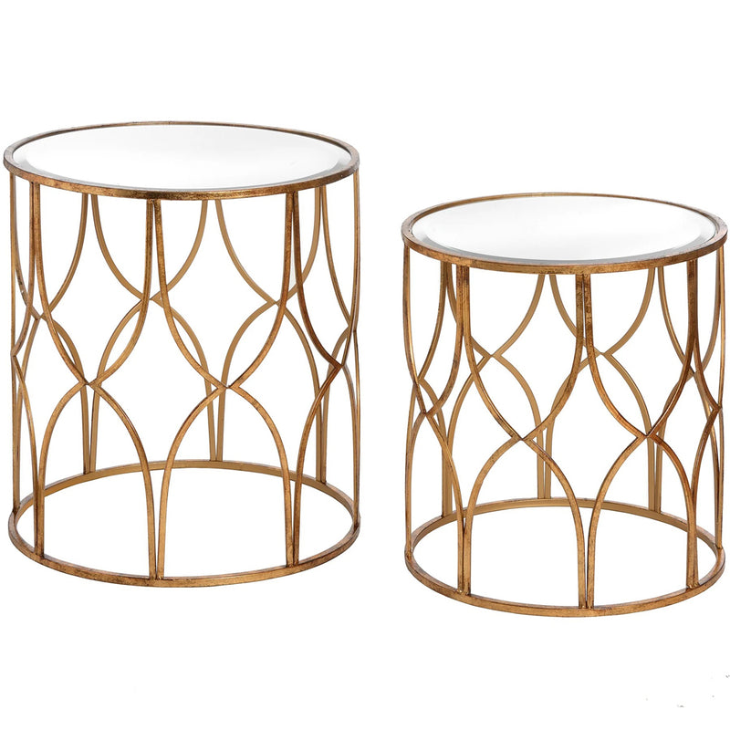 Set of 2 Gold Lattice Side Tables