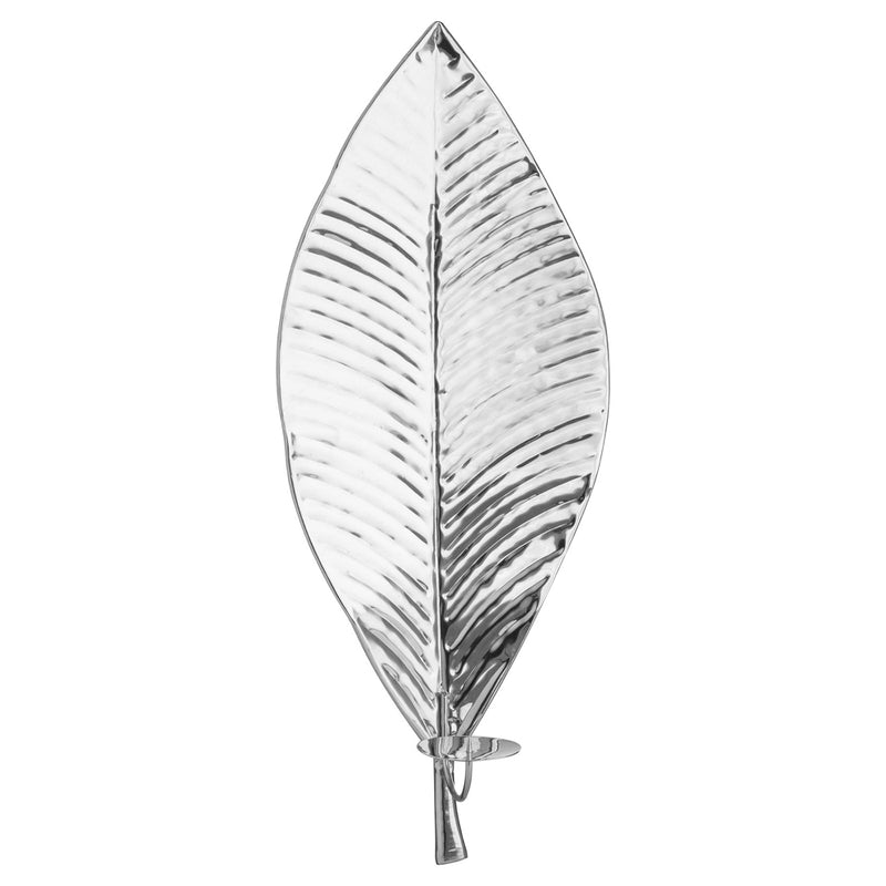 Large Silver Leaf Candle Holder