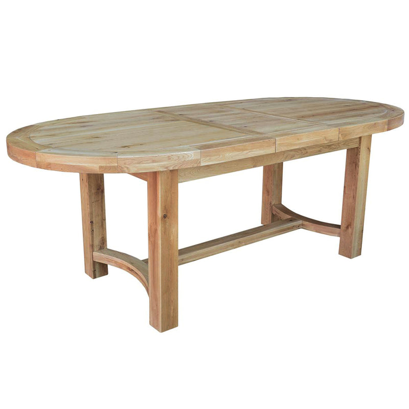 French Oak Oval Extending Dining Table with 2 Leaves