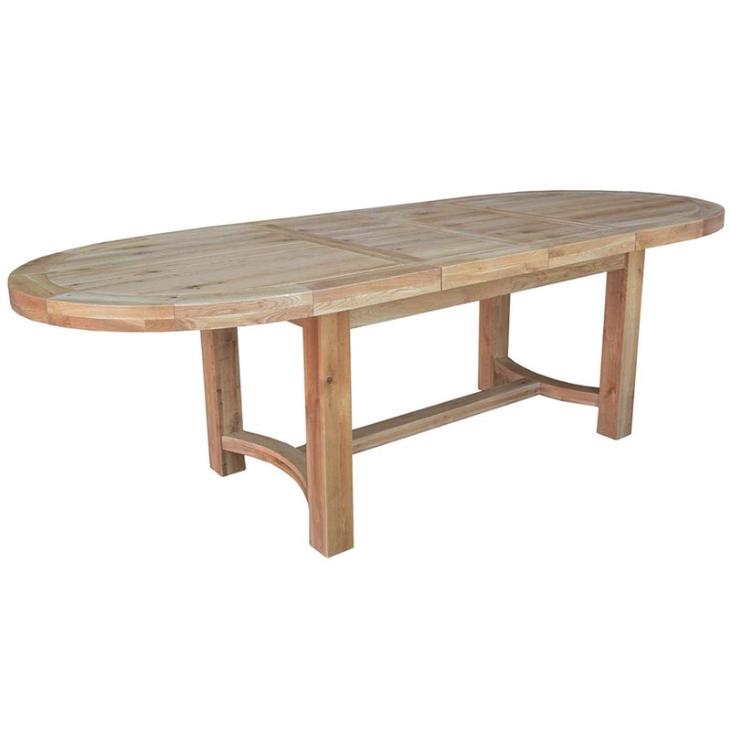 French Oak Oval Extending Dining Table with 2 Leaves
