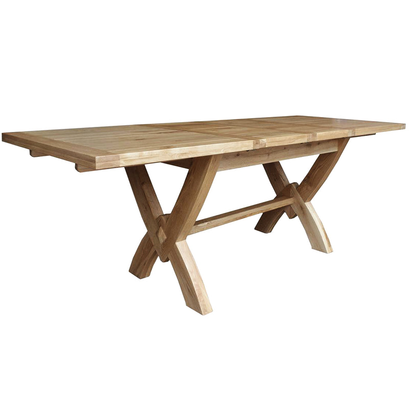 French Oak Ox Bow Extending Dining Table 2 Leaves