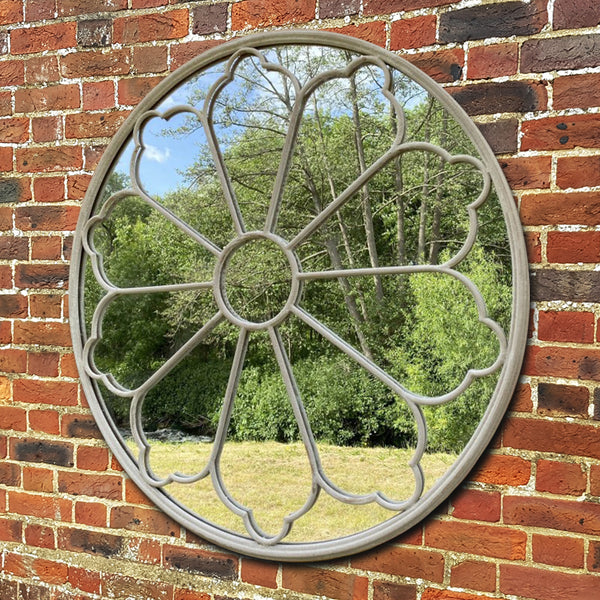 Round Wrought Iron Outdoor Mirror