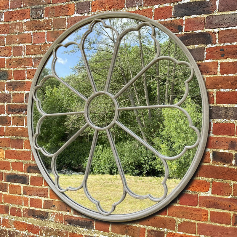 Round Wrought Iron Outdoor Mirror