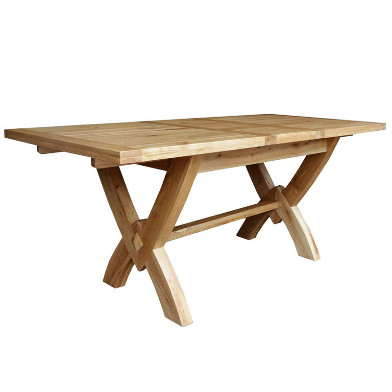 French Oak Petite Ox Bow Extending Dining Table 2 Leaves